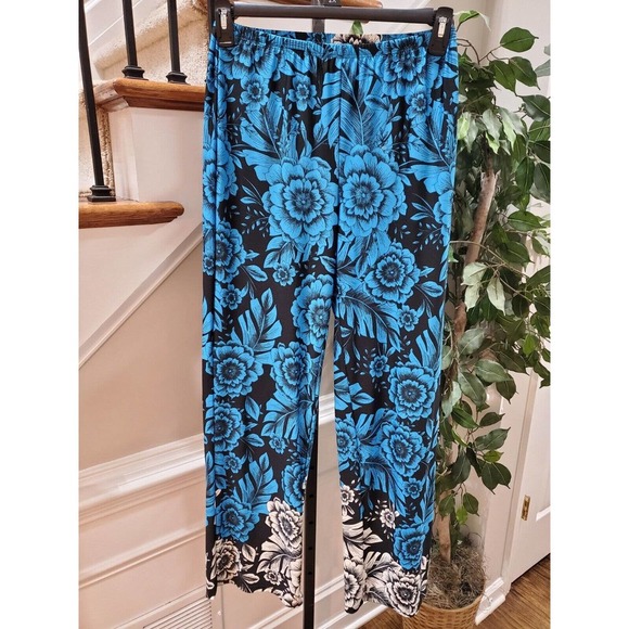 Sunny Leigh Palazzo Multicolor Polyester Mid Rise Stretch Comfort Waist Pant M - Picture 1 of 11